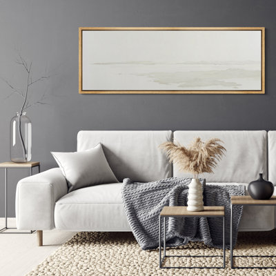 Minimal Neutral Horizon Coastal Landscape Wall Decor - Large Framed Canvas Master Bedroom Wall Art Print