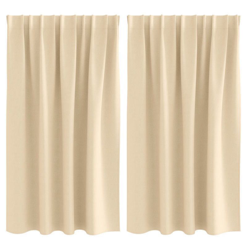 Curtains With Curtains 2 Pcs Polyester, 140cm Width x 140cm Drop, Cream