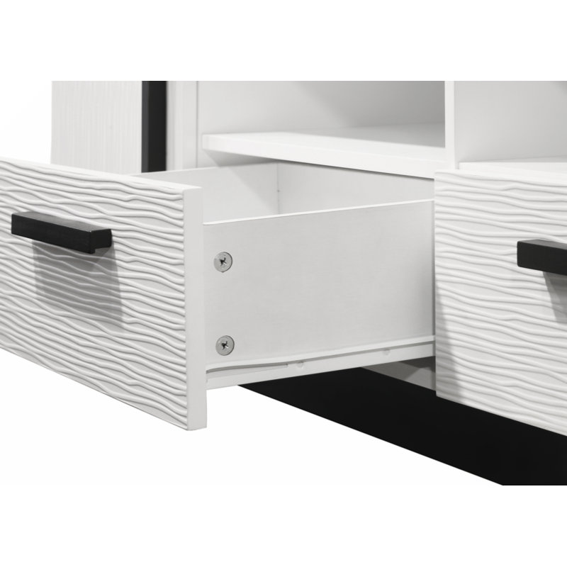 Matilda 70.5'' White and Black Engineered Wood TV Stand