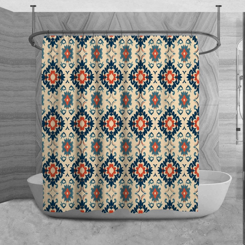 Turkish Shower Curtain Style Bath Mat Cream Bathroom Decor, H 73 po x l 70 po