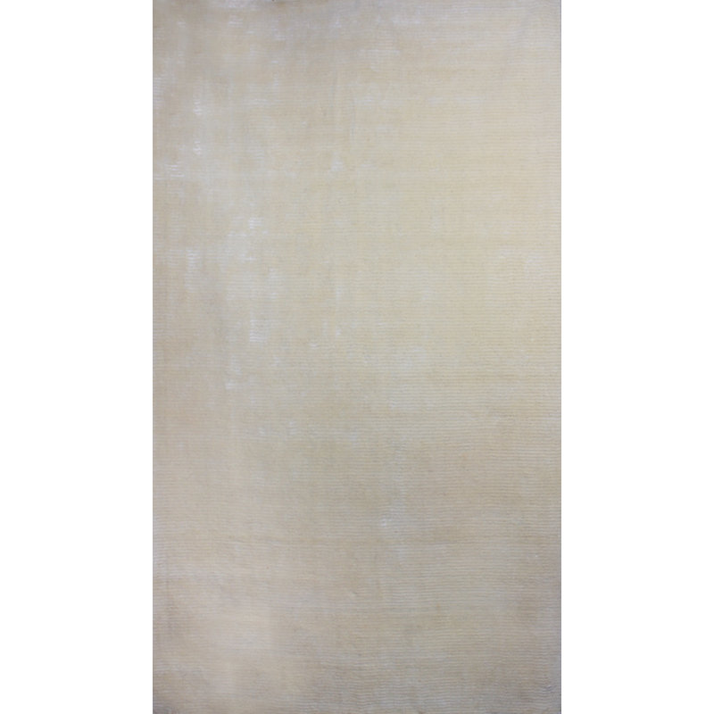 Tapis décoratif Ivoire en laine/soie Touffeté à la main Brigg, Rectangle 5 pi x 8 pi