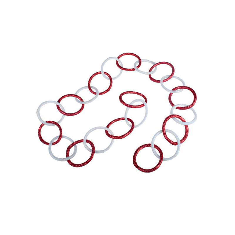 150cm Garland, Red/White Iridescent