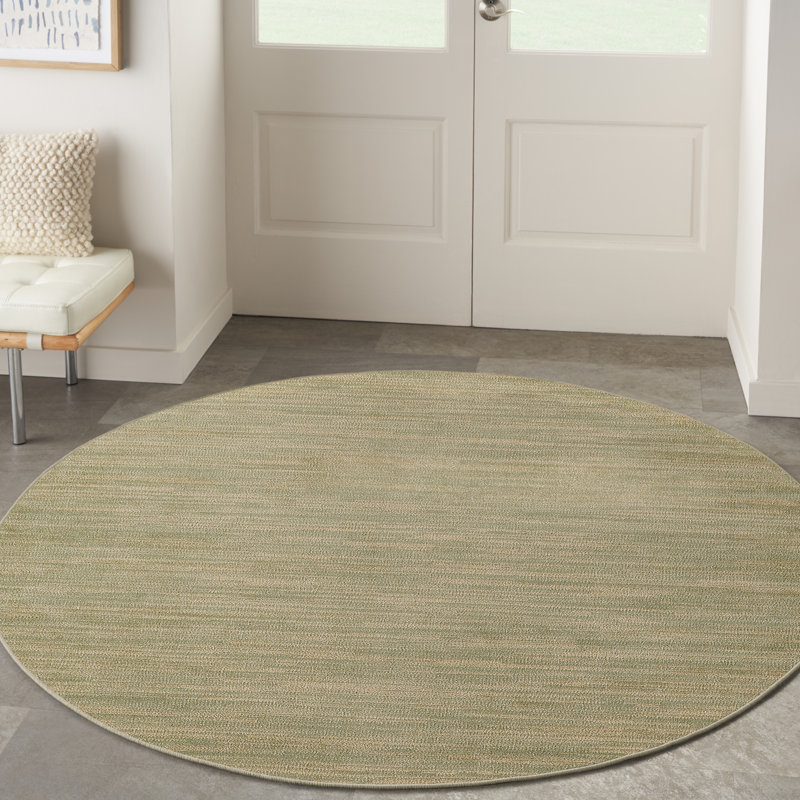 Tapis intérieur / extérieur vert / or Nourison Essentials, Rond 6 pi