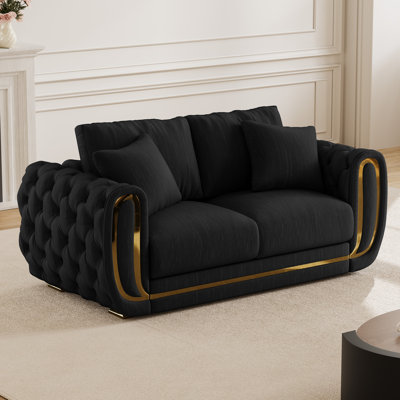 67'' Glitter Velvet Sofa with Gold Accent Arms