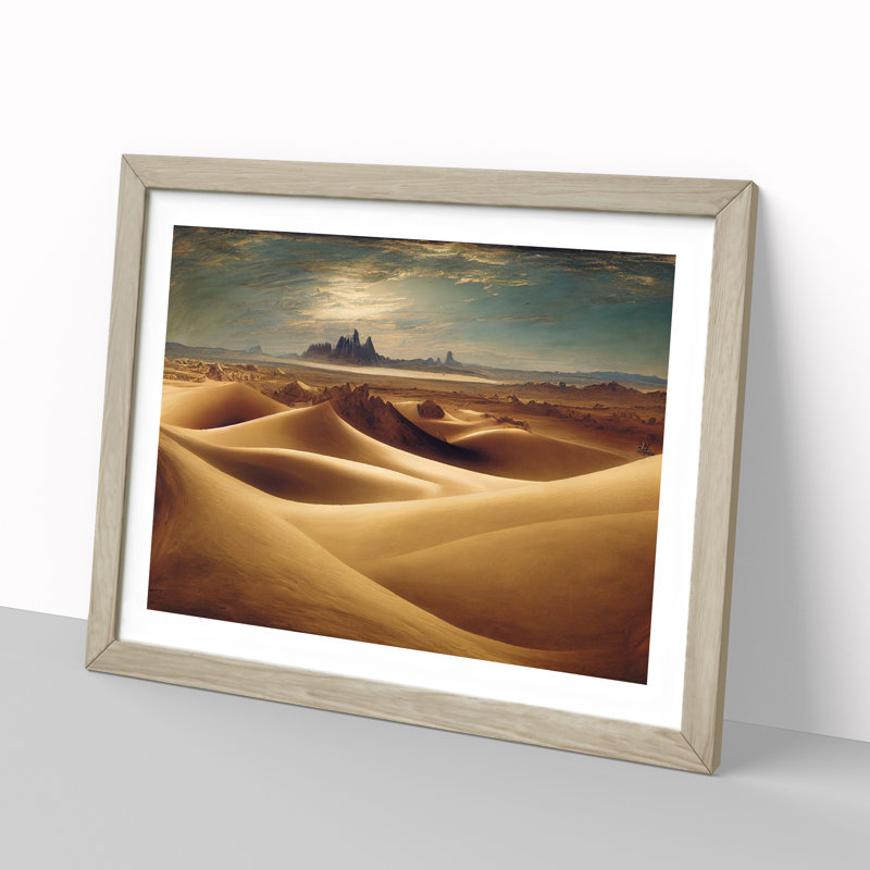A Splendorous Desert 1 Piece Single Picture Frame Wall Art, 46cm H x 64cm W, Grey