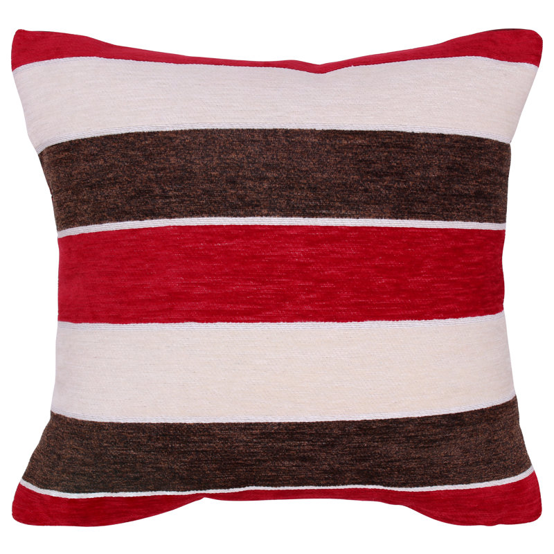  Coussin décoratif décoratif en chenille de luxe à rayures, Bourgogne