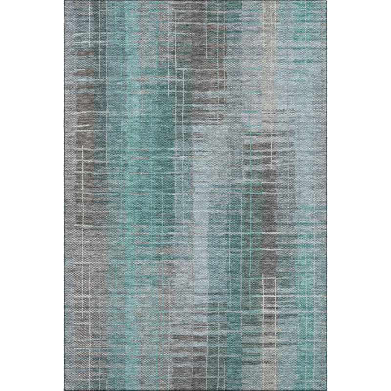 Premium Machine Washable Mayfield AMF2261 Striped Rug, Seafoam, 5' x 7'6"