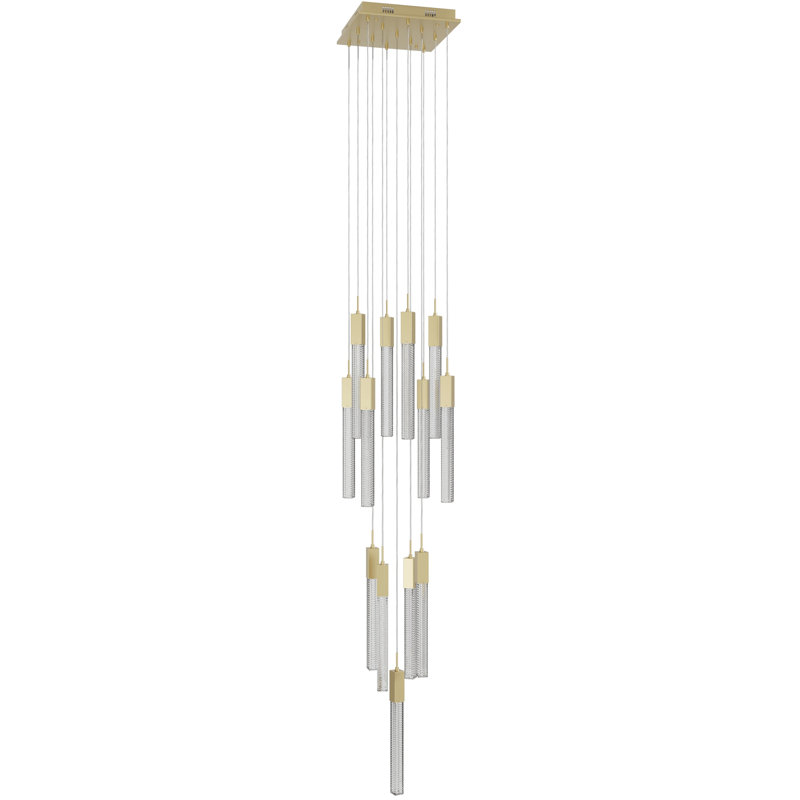 Boa 13 - Light LED Pendant, Brushed Brass