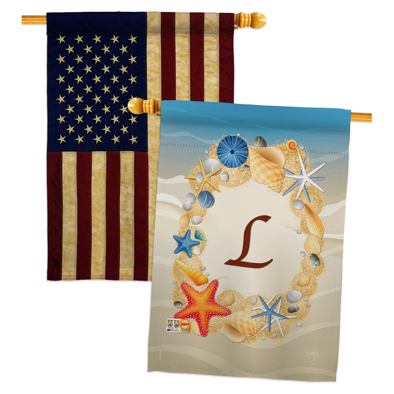 Polyester à 2 côtés 40 x 28 po summer u initial drapeau maison, L