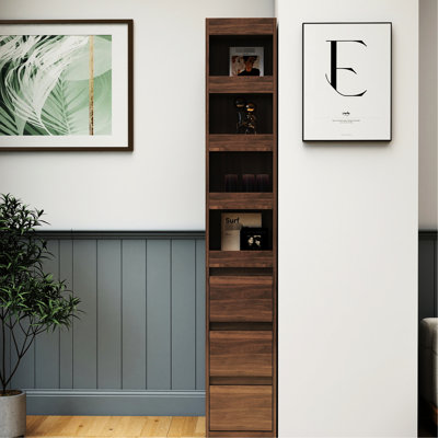 Armoire de rangement moderne à 3 tiroirs et 4 petites tablettes H 68,8 po pour la vaisselle dans la cuisine