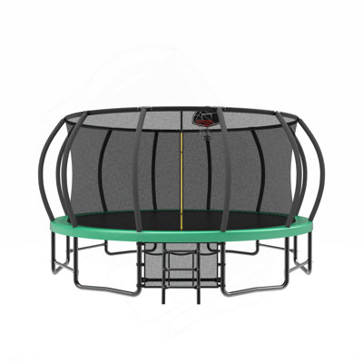 15FT Trampoline With Basketball Hoop - Recreational Trampolines With Ladder ,Shoe Bag And Galvanized Anti-Rust Coating