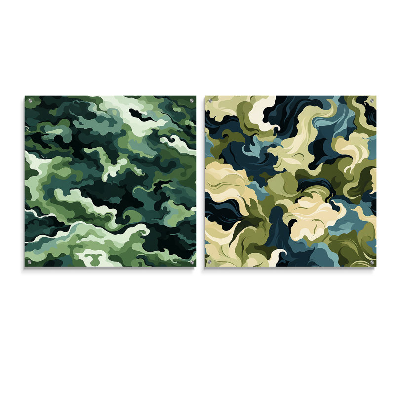 Courtnee - Ensemble de 2 peintures murales abstraites en acrylique, H 36 po x l 73 po
