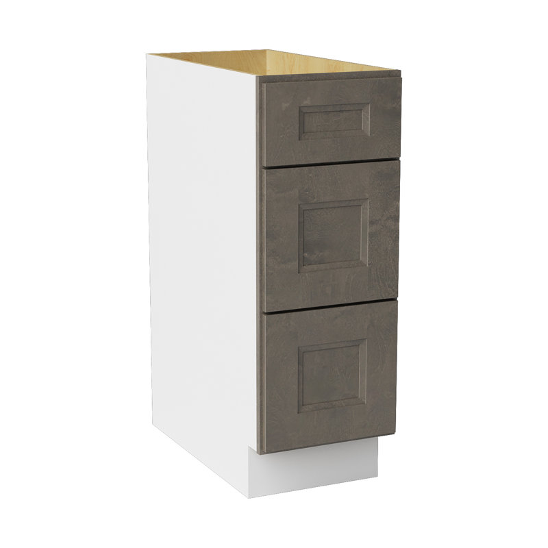Ready to Assemble Solid Wood Shaker Drawer Base Kitchen Cabinet, 21", Cinder Double Shaker
