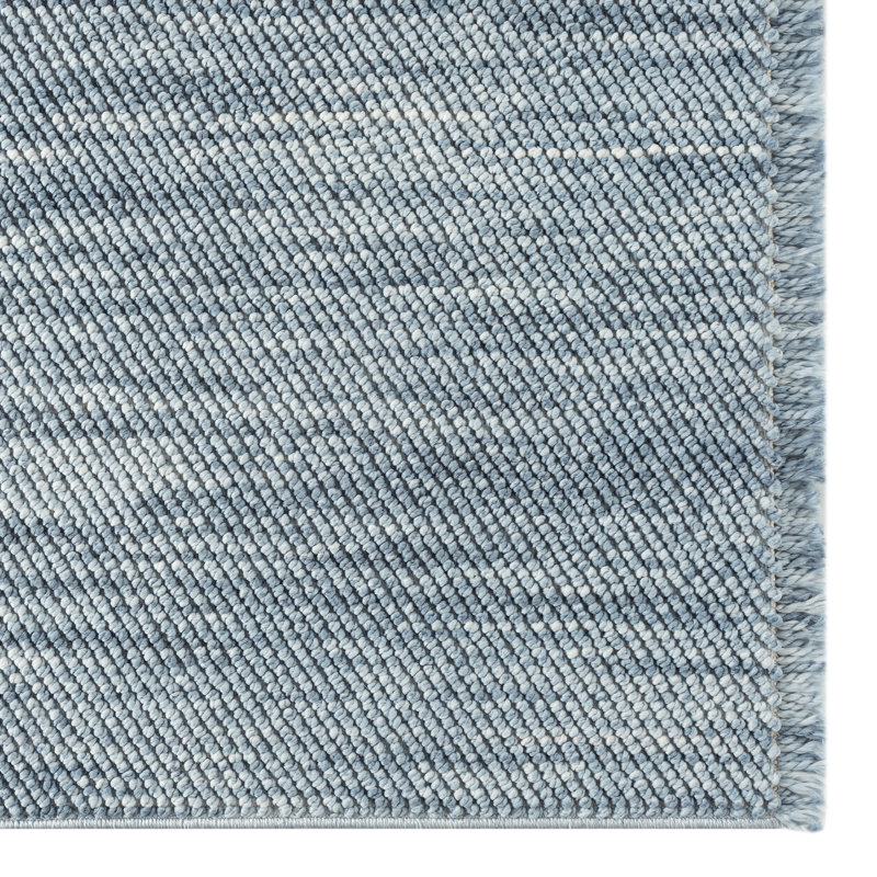 Tapis texturé à franges, Blue, Rectangle 9 pi x 12 pi