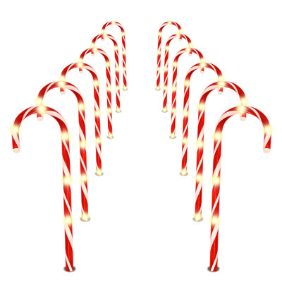 12 Pcs Christmas Candy Cane Pathway Markers Lights, 12” Stakes Lights