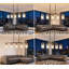 Lustre linéaire à 5 lumières pour îlot de cuisine, luminaire suspendu noir moderne avec abat-jour en verre ondulé, hauteur de suspension réglable, compatible avec douille E26