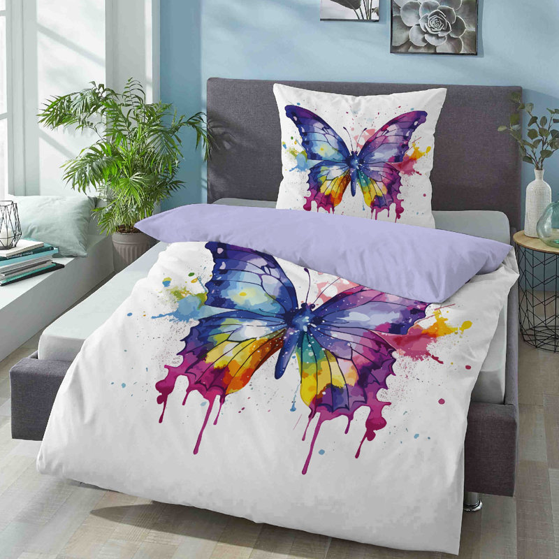100% Cotton 57 TC Reversible 2 Piece Duvet Cover Set, 135 x 200 cm + 80 x 80 cm