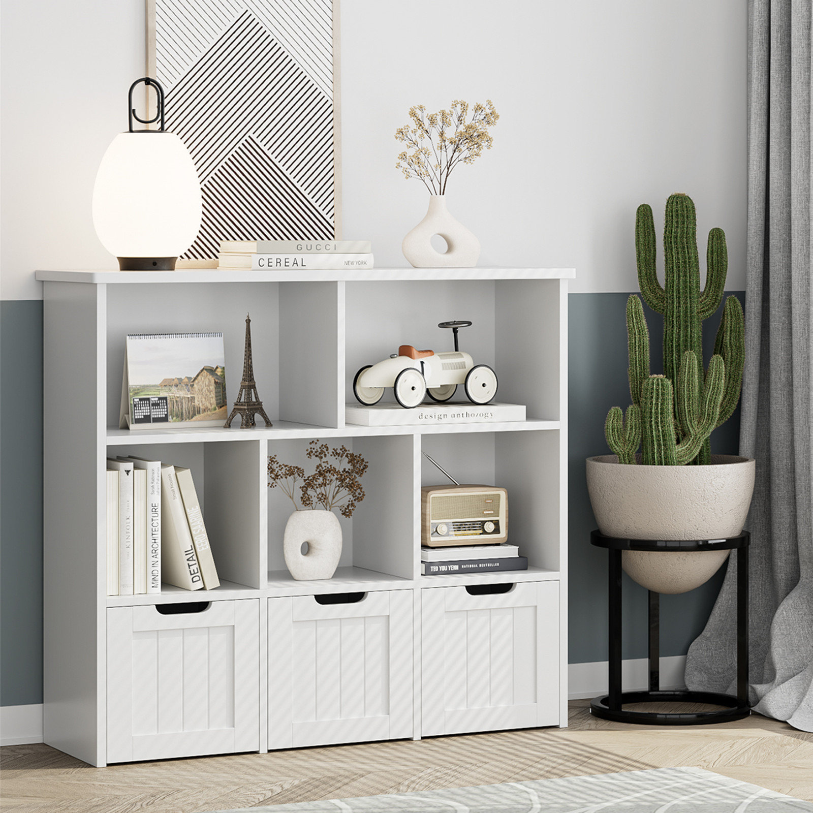 Kahler 70.9'' H x 23.6'' W Standard Bookcase with 3 Drawers Zipcode Design Color: White