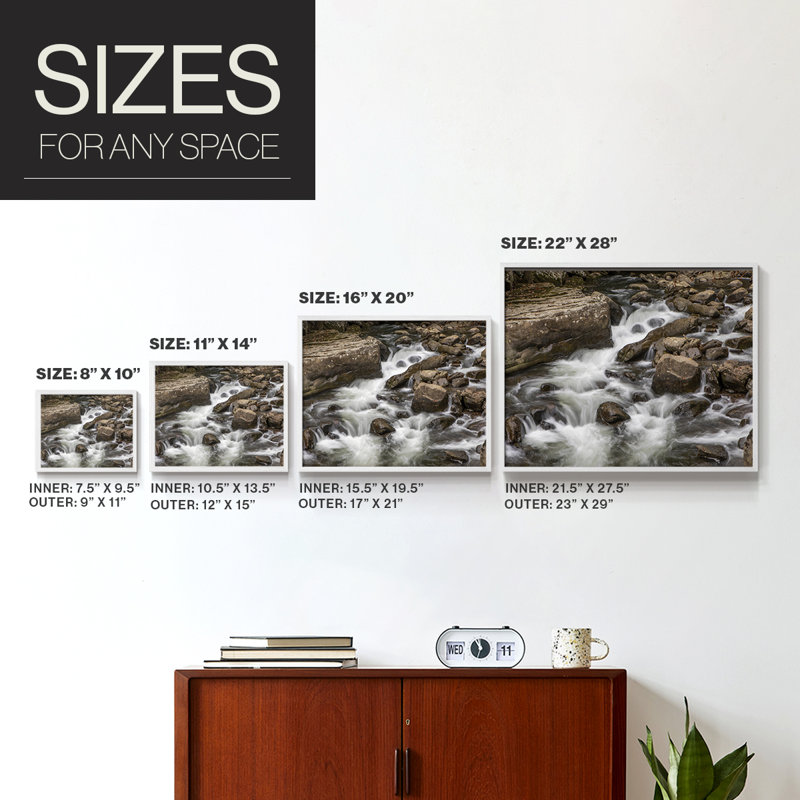 Rushing Calm -Framed Print - Restickable, H 11 po x l 14 po, Blanc