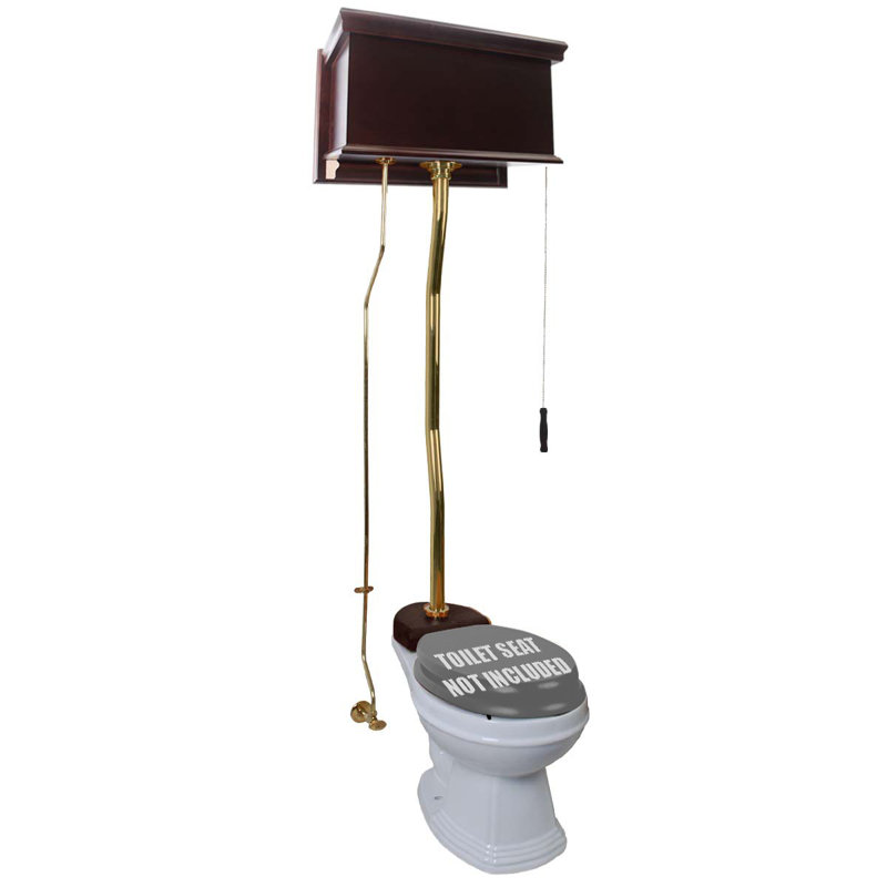 The Renovators Supply Inc. 1.6 Gallons GPF Elongated Kit, Dark Oak/White/Gold