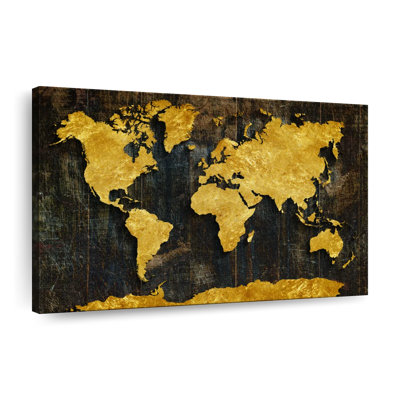 Carte du monde raffinée dorée