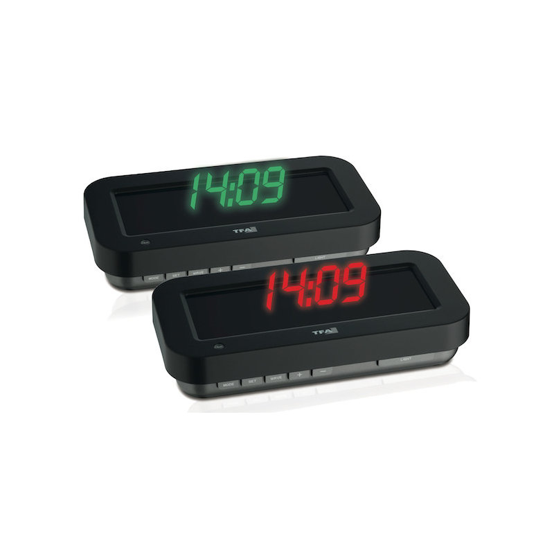 Modern & Contemporary Digital Tabletop Clock in Black, Green