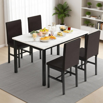 5 - Piece Faux Marble Breakfast Nook Dining Set by Latitude Run