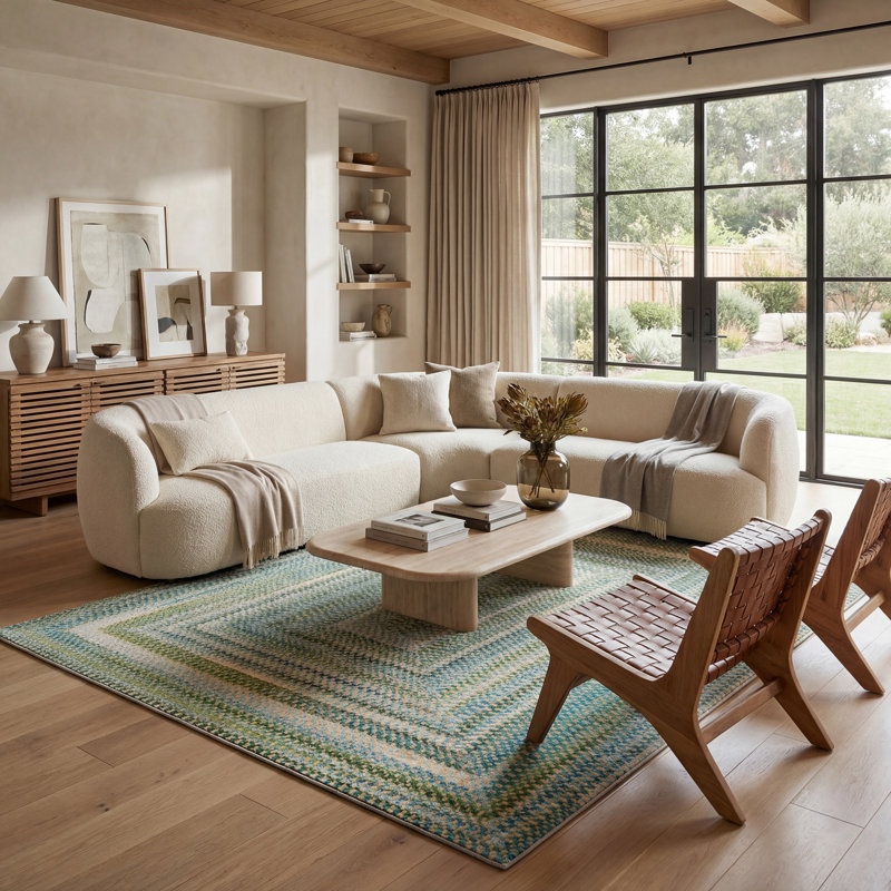  Tapis lavable Navelle, Vert, Rectangle 7 pi 6 po x 9 pi 6 po