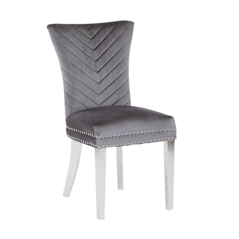 Chaise à oreilles Escalera, Gris foncé, Argenté