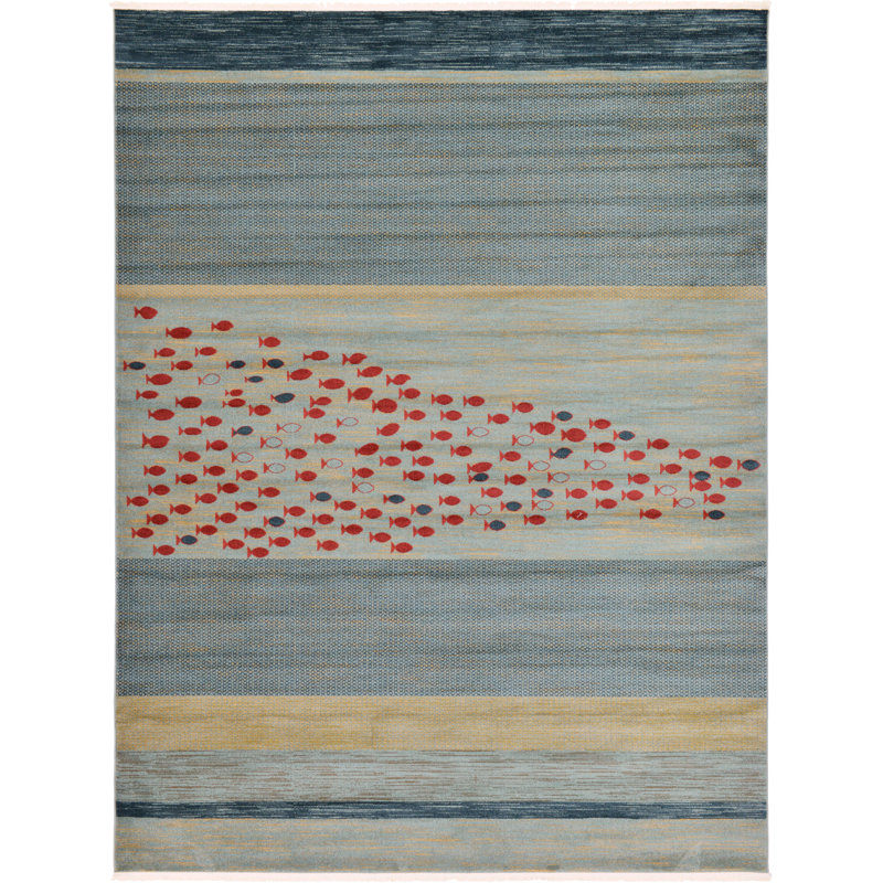 Tapis bleu / rouge / beige Abrigail, Rectangle 9 pi x 12 pi 2 po
