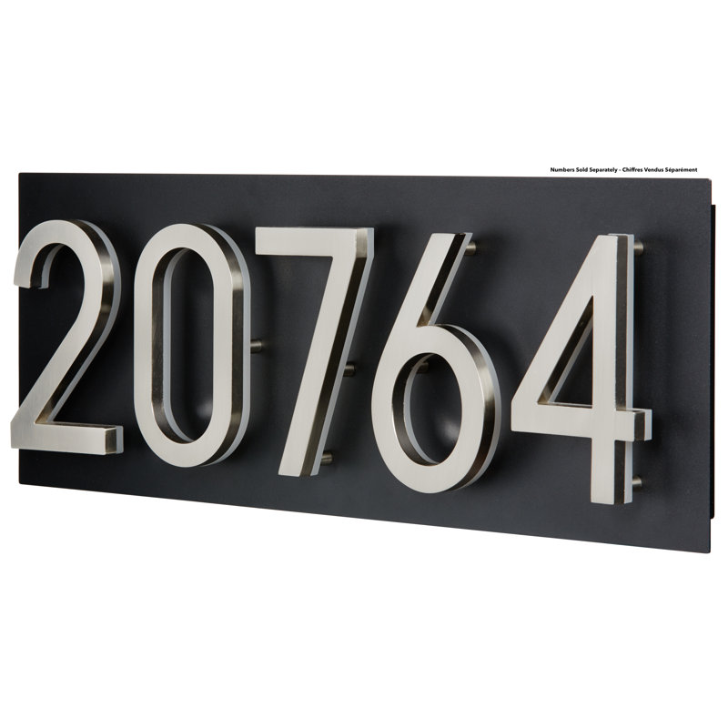 Large Black Steel Floating Address Plaque with Light Sensor