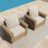 Ensemble de conversation pour terrasse pour 2 personnes en osier toutes saisons avec coussins