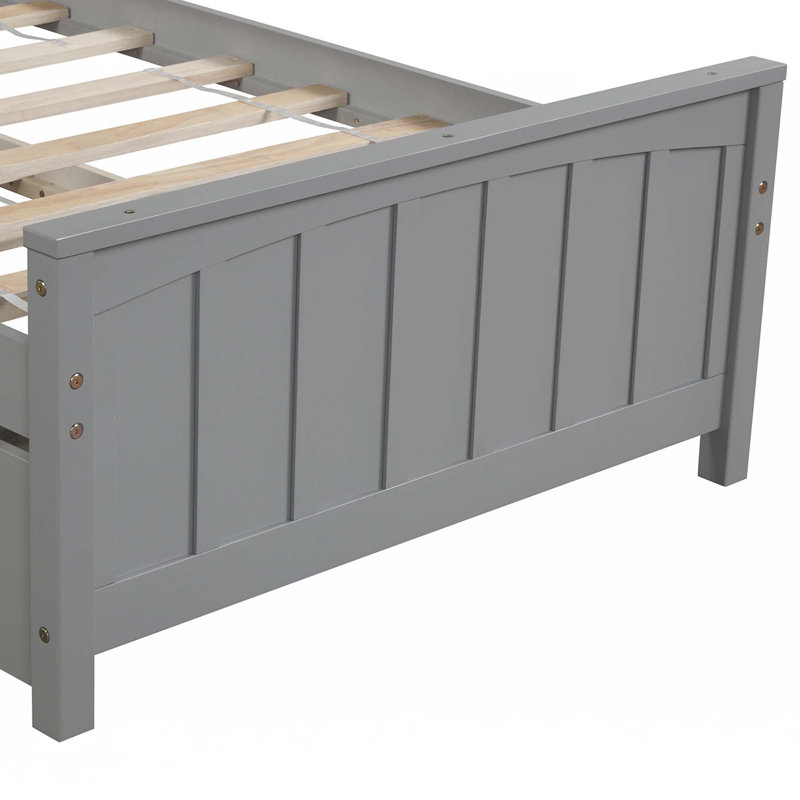 Lit plateforme simple avec lit gigogne, Gris