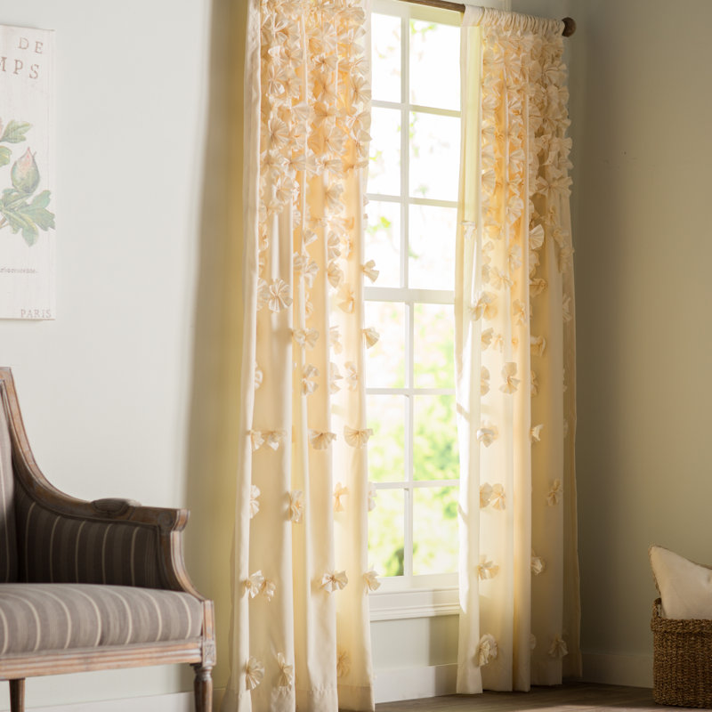 Semi Sheer Curtain Single Panel, Ivory, Width 137 x Drop 213 cm