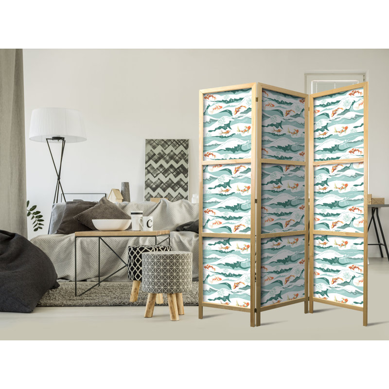 171cm H Solid Wood Folding Room Divider, 171cm H x 135cm W x 1.2cm D, 3