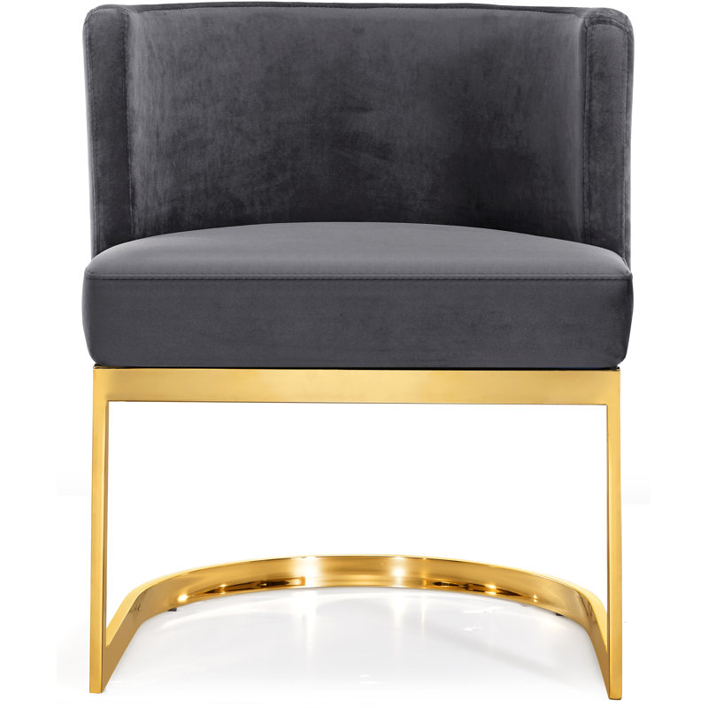 Barnier 19.5'' H Upholstered Armchair, Gold, Grey Velvet