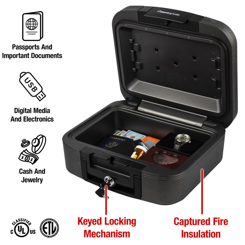  SentrySafe 0.28 Cu. Ft. Fire/Water Chest Safe Box with Key Lock
