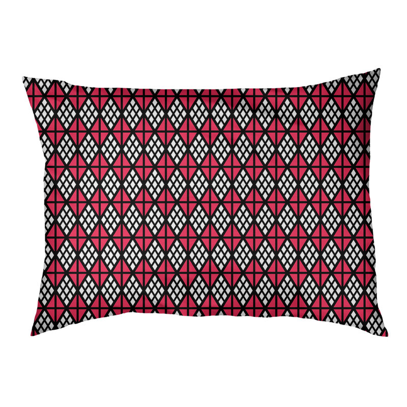 Coussin diamants Byrge, Très grand (l 52 po x P 42 po x H 17 po), Noir / rouge / gris