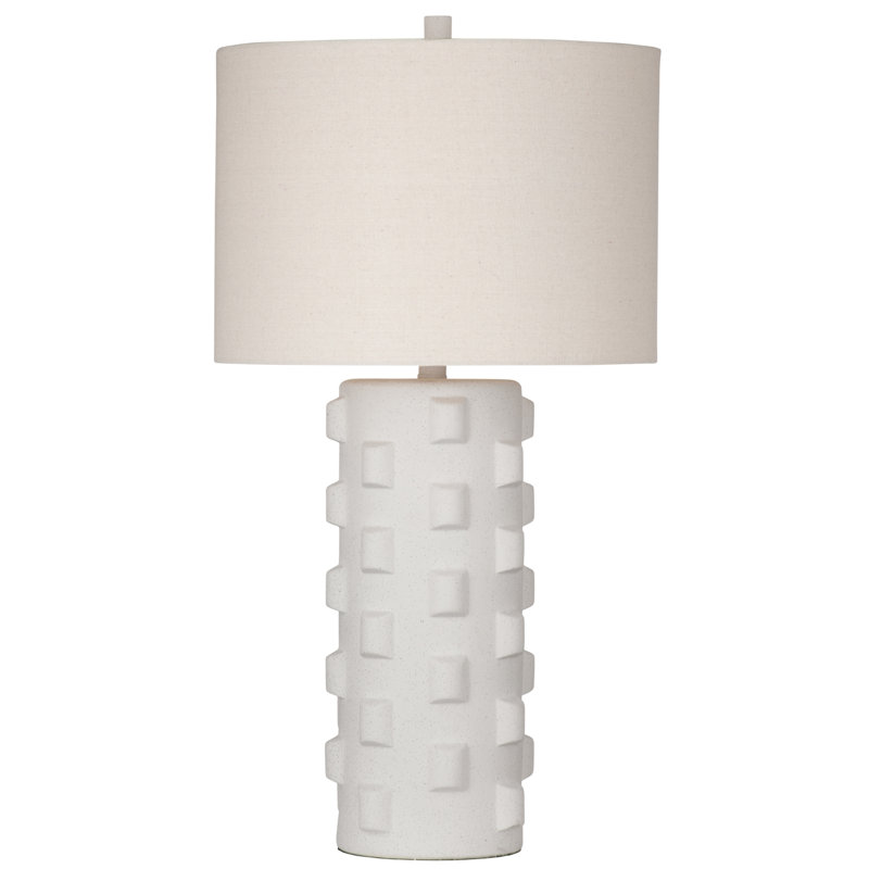 Mellette Table Lamp Matte White Ceramic Base with White Drum Shade