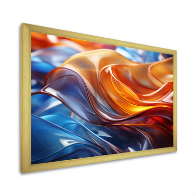 Orange et bleu, fractale surréaliste II - art mural abstrait