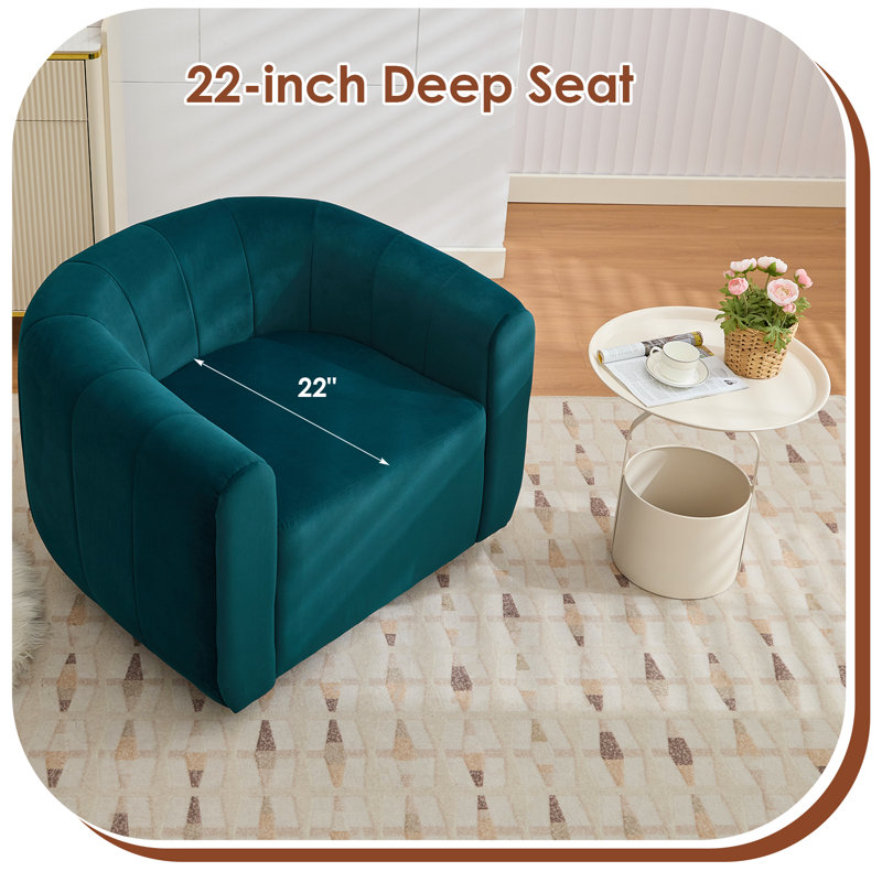 Fauteuil demi-tonneau pivotant l 36 po, Velours vert