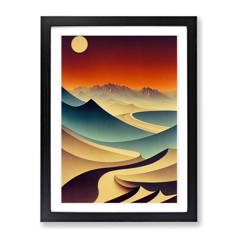 Nesmith Desert Art Nouveau - Picture Frame Print, 64cm H x 46cm W x 2cm D, Black