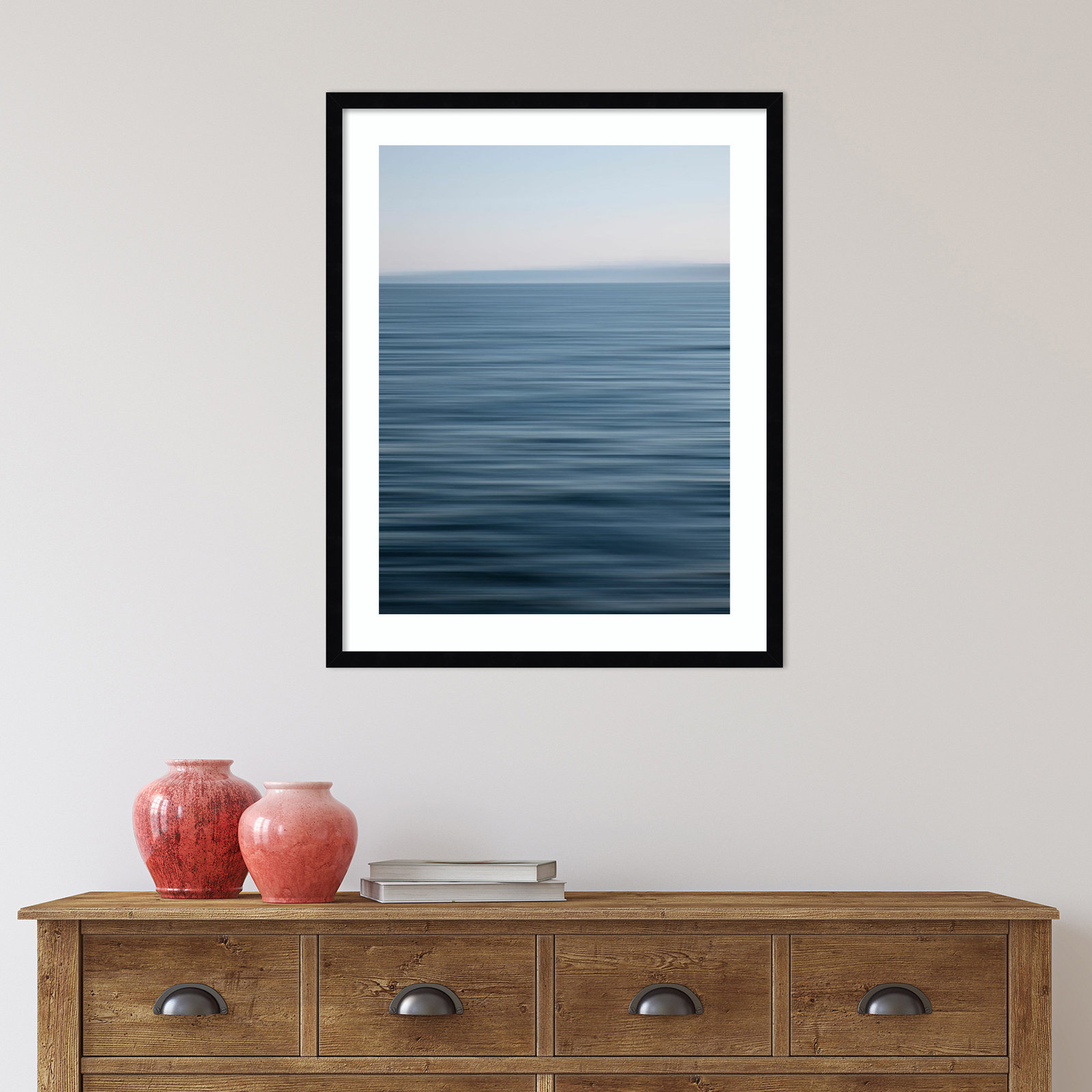 Abstract Blue Horizon Photo Print, Black Framed Paper, 29.12" H x 23.12" W x 0.88" D
