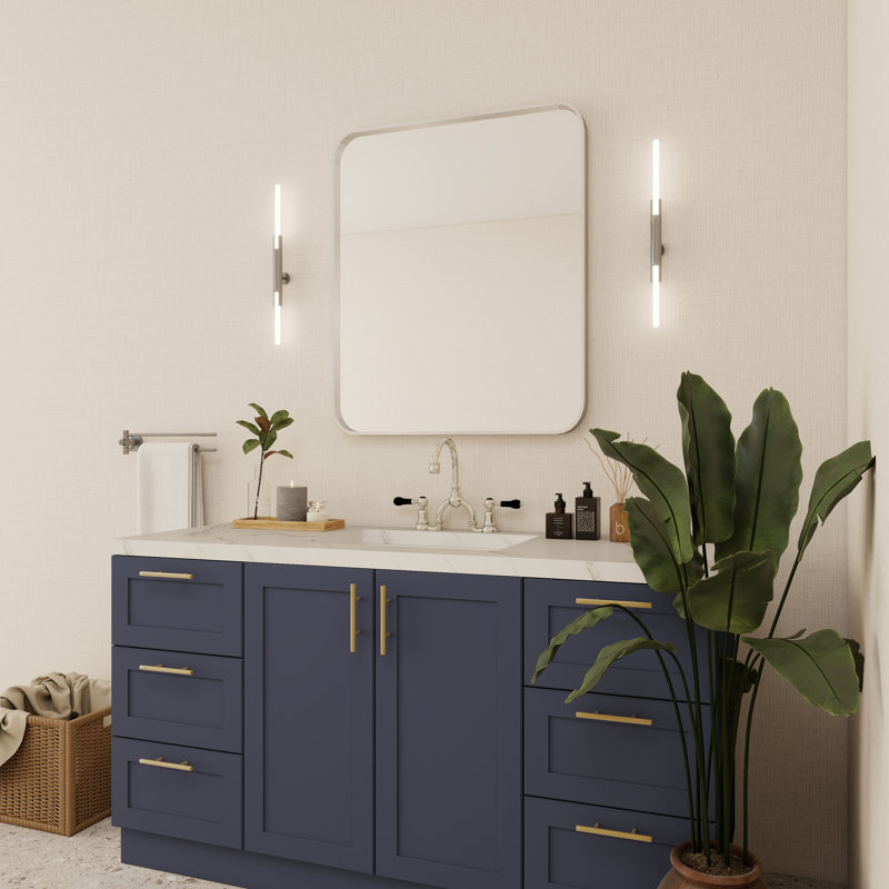 Élégant miroir encadré en aluminium avec coin arrondi pour une décoration intérieure élégante, Argent argent, Rectangulaire