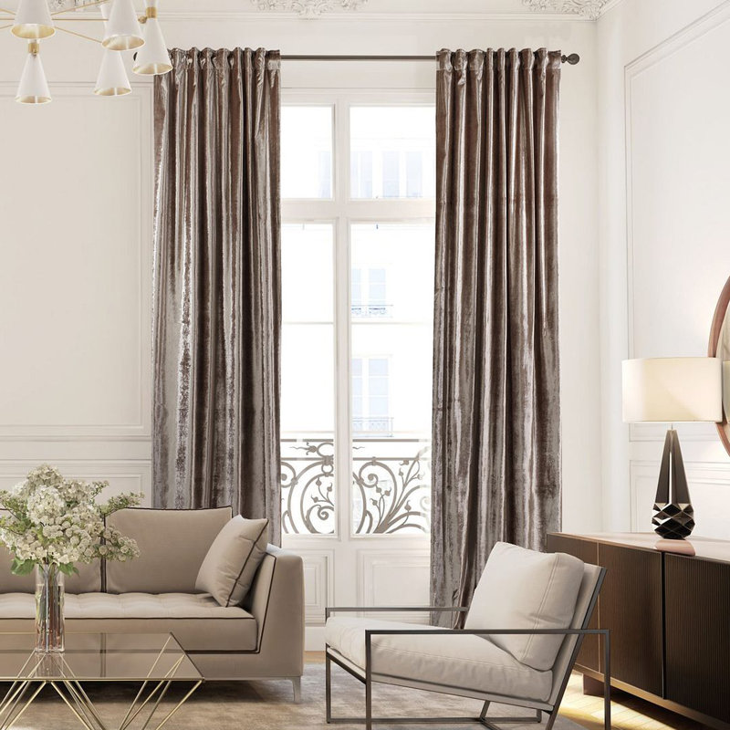 Extra Long & Extra Wide Shiny Velvet Curtain Panel (customized), 140cm Width x 200cm Drop, Stonewall