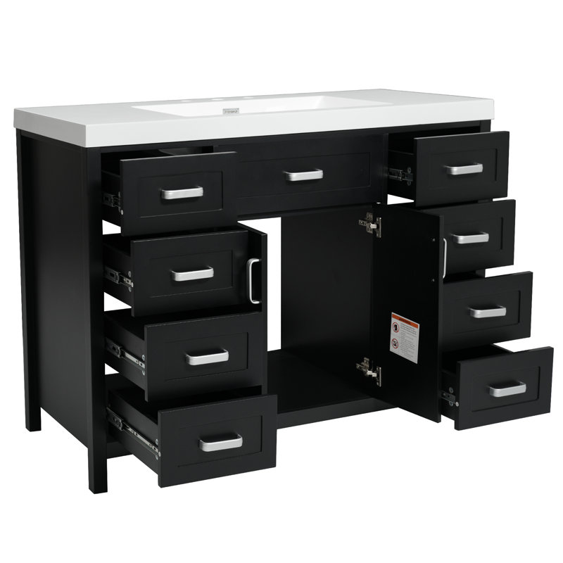 Meuble-lavabo de salle de bain avec lavabo, Noir