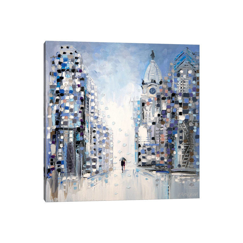 Rainy Walk in Philadelphia 1 Piece Wrapped Canvas Wall Art, 66.04 cm H x 66.04 cm W x 3.175 cm D