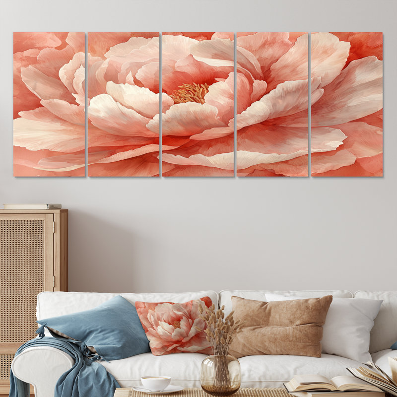 Irène - - pivoines - - Art mural traditionnel, H 28 po x l 60 po, 5