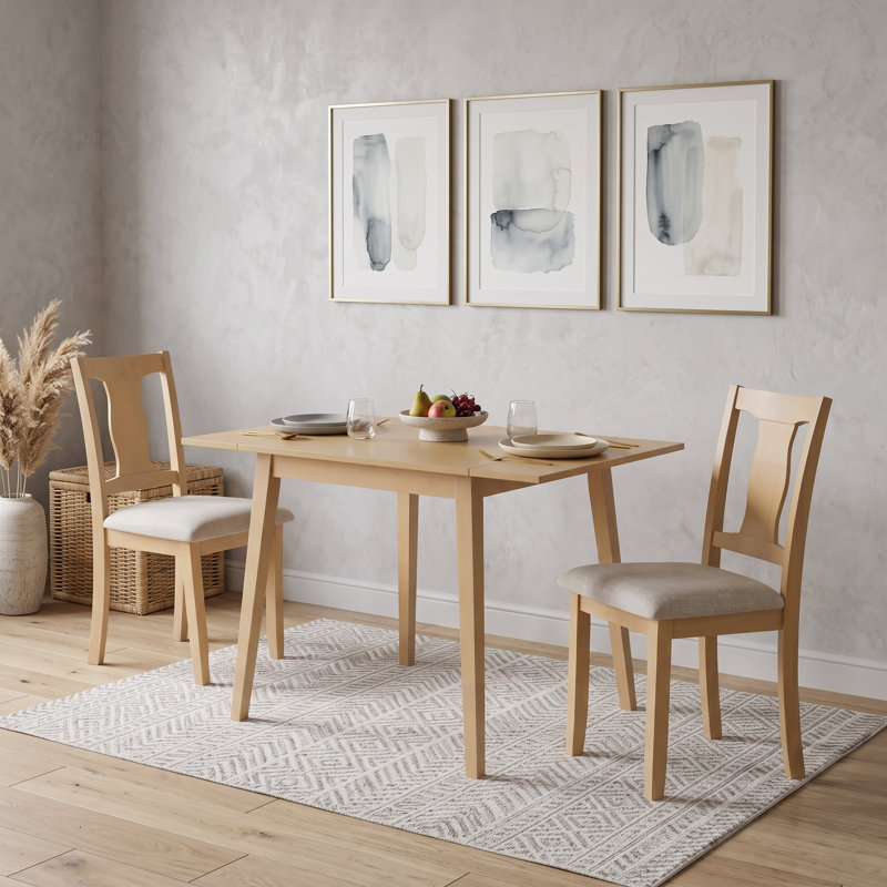 Ensemble de table de salle à manger pliable compacte 3 pièces avec 2 chaises rembourrées, ensemble de salle à manger compact pour la cuisine