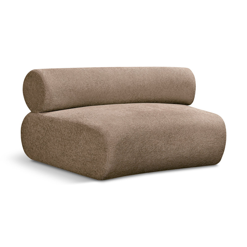 Bale Chenille Fabric Upholstered Modular Armless Chair, Brown